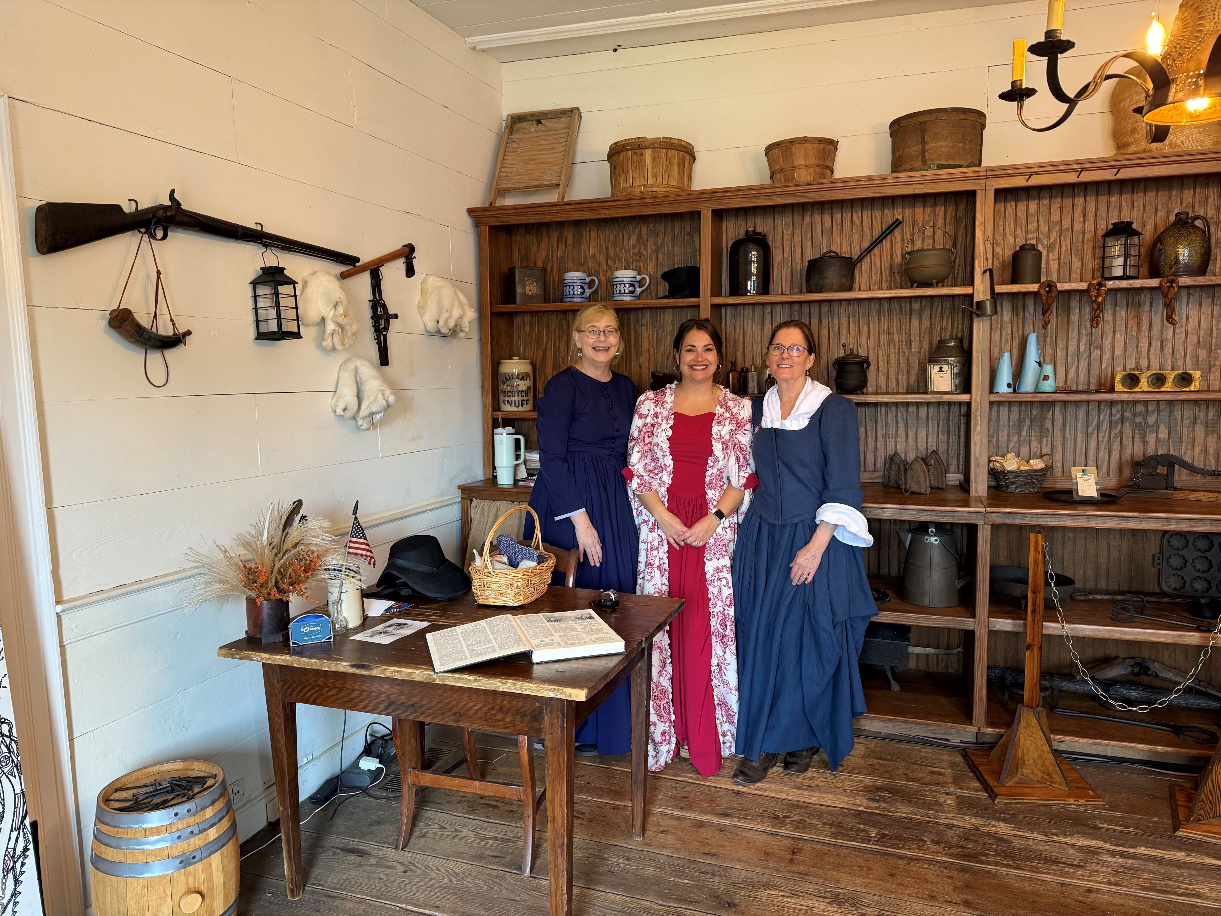 Tourism staff and volunteer in period costumes in the Eagle Tavern 