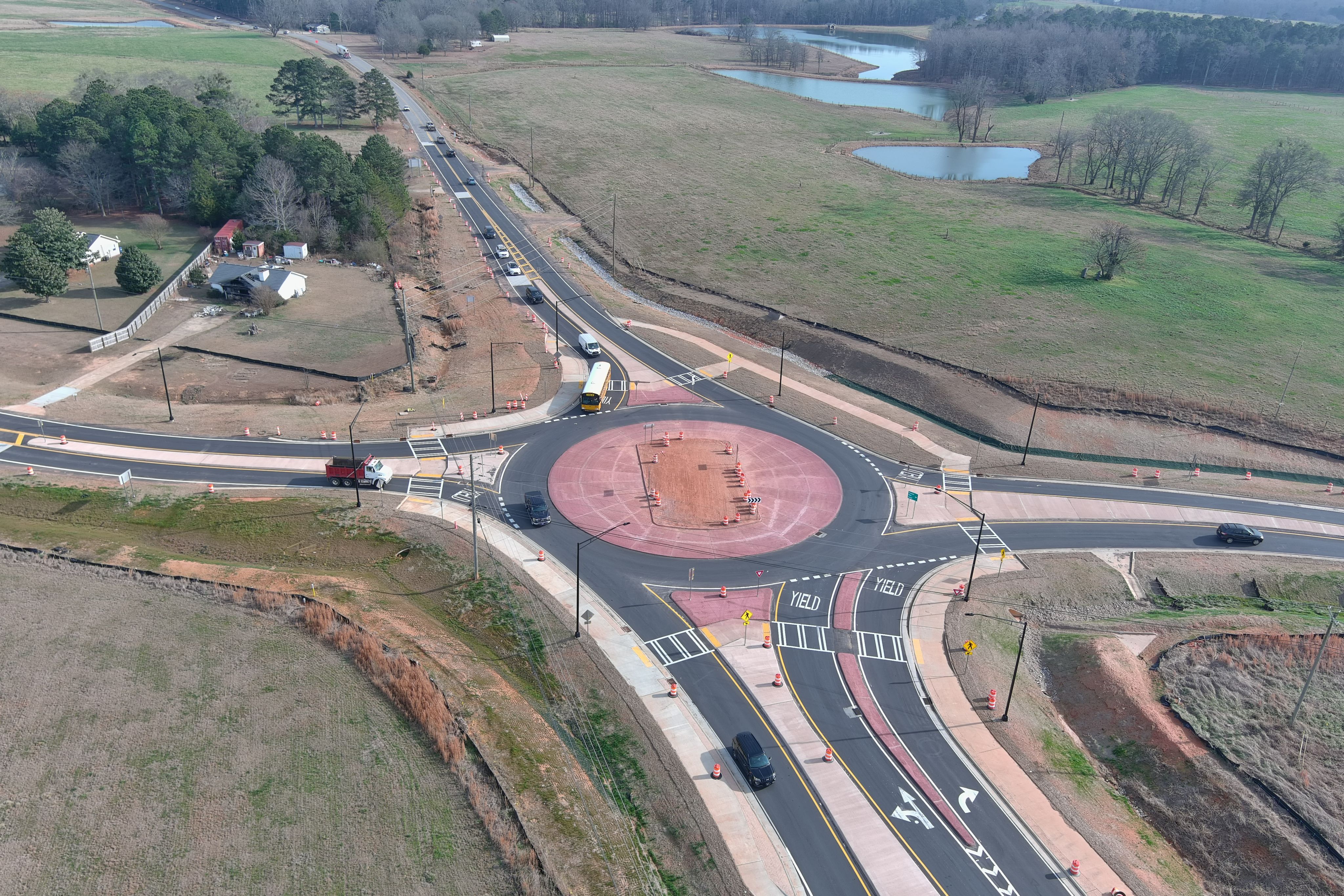 Aerial view of roundabot