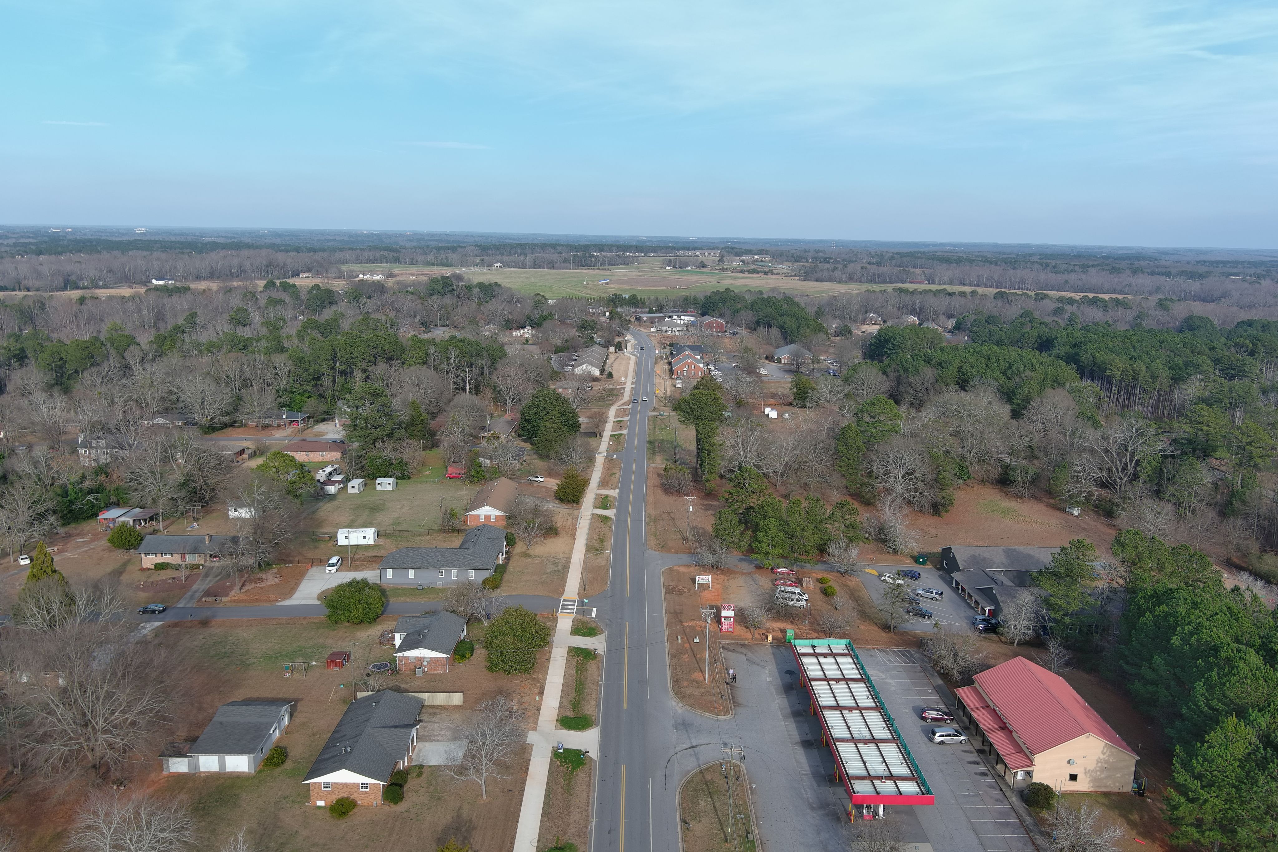 Aerial view of multi-use path along State Route 53 